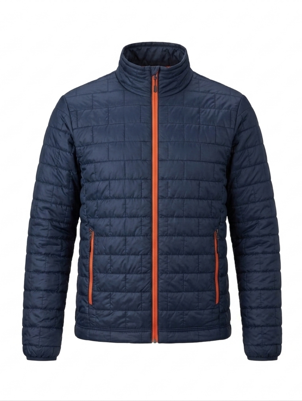 Patagonia Men's Nano Puff Navy Blue Orange Full Zip Quilted Jacket Size S